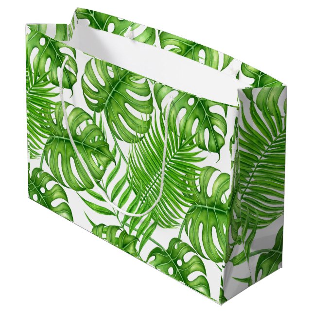 Tropical leaves large gift bag (Back Angled)