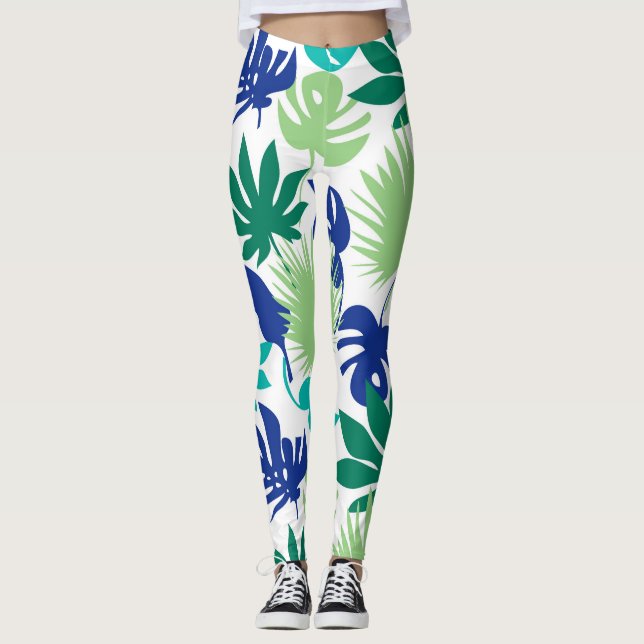 Tropical leaves leggings (Front)