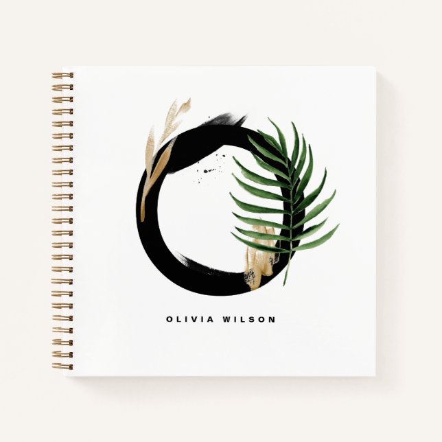 Tropical Leaves Letter O Monogram Personalised Notebook (Front)