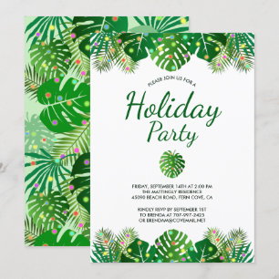 Tropical Leaves Lights Foliage Holiday Beach Party Invitation