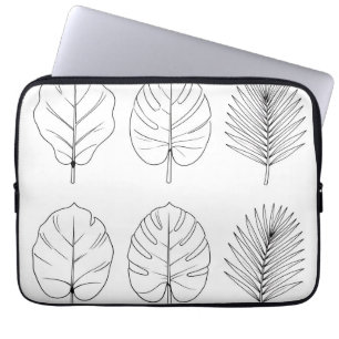 Tropical Leaves Line Art Pattern Laptop Sleeve