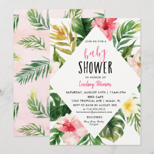 Tropical Leaves Luau Baby Shower Invitation Card