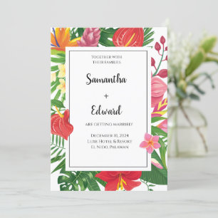 Tropical Leaves Luau Getting Married Wedding Invitation