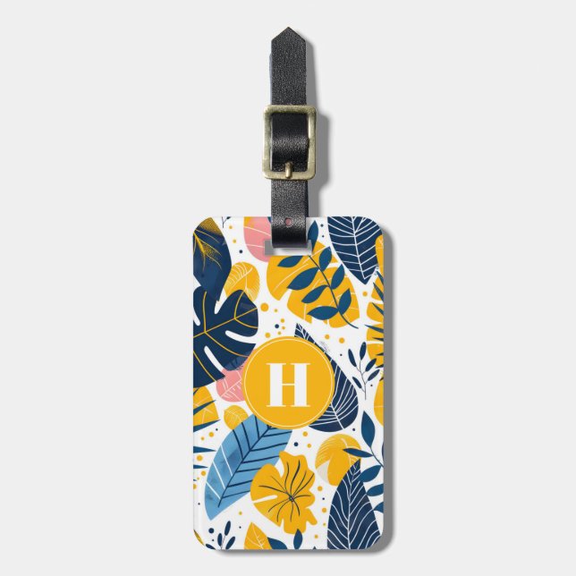 Tropical Leaves Luggage Tag (Front Vertical)