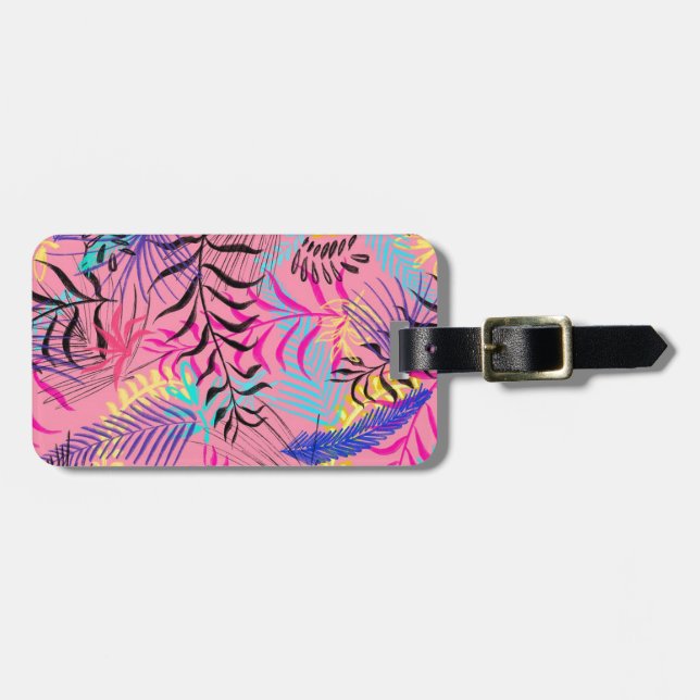 Tropical Leaves Luggage Tag (Front Horizontal)