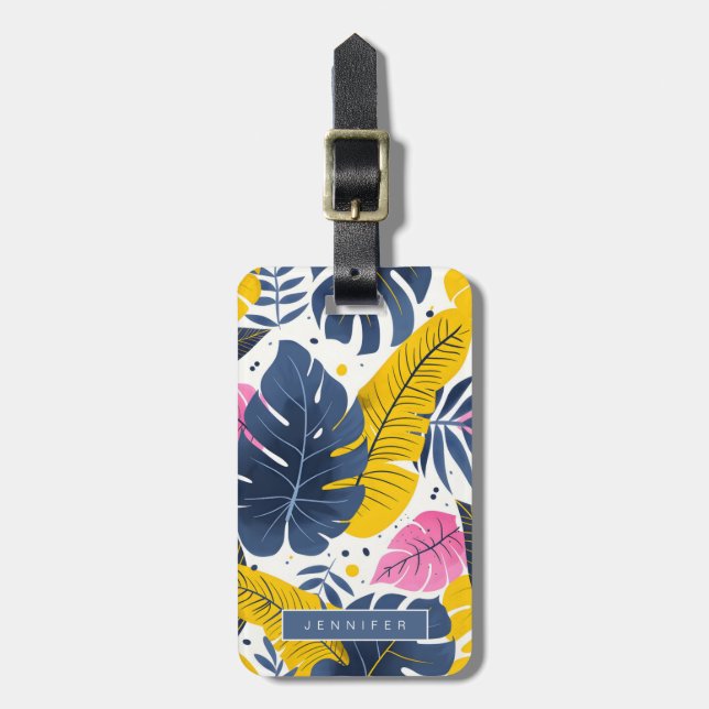 Tropical Leaves Luggage Tags (Front Vertical)