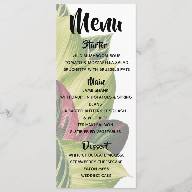 Tropical Leaves Menu (Front)