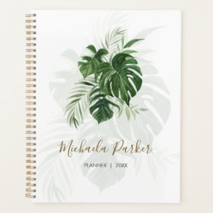 Tropical Leaves Modern Elegant Personalised Planner