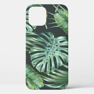 Tropical leaves, monstera, banana leaf, jungle fol iPhone 12 case