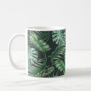 Tropical leaves, monstera, banana leaf, jungle fol coffee mug