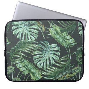 Tropical leaves, monstera, banana leaf, jungle fol laptop sleeve