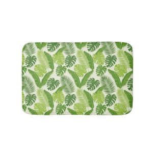 Tropical Leaves & Monstera Seamless Pattern Bath Mat