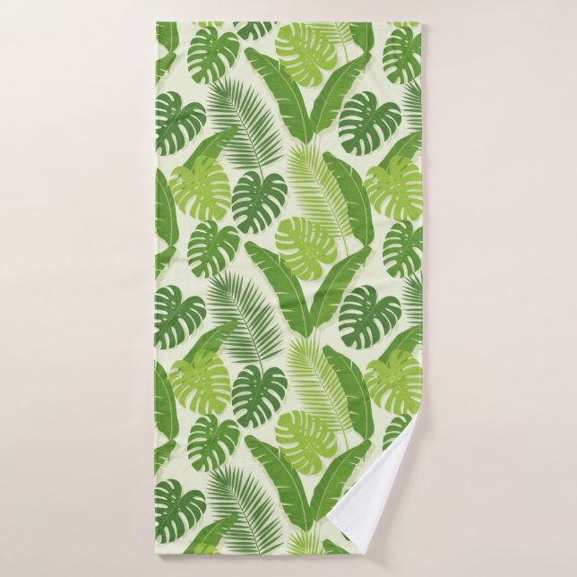 Tropical Leaves & Monstera Seamless Pattern Bath Towel (Bath Towel)