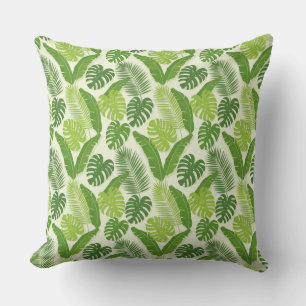 Tropical Leaves & Monstera Seamless Pattern Cushion