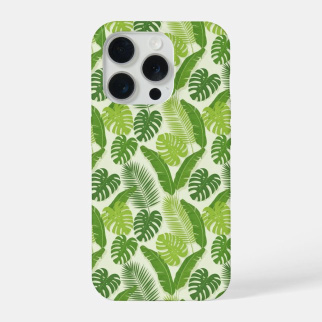 Tropical Leaves & Monstera Seamless Pattern iPhone Case (Back)