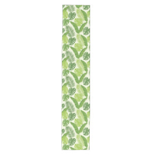 Tropical Leaves & Monstera Seamless Pattern Medium Table Runner