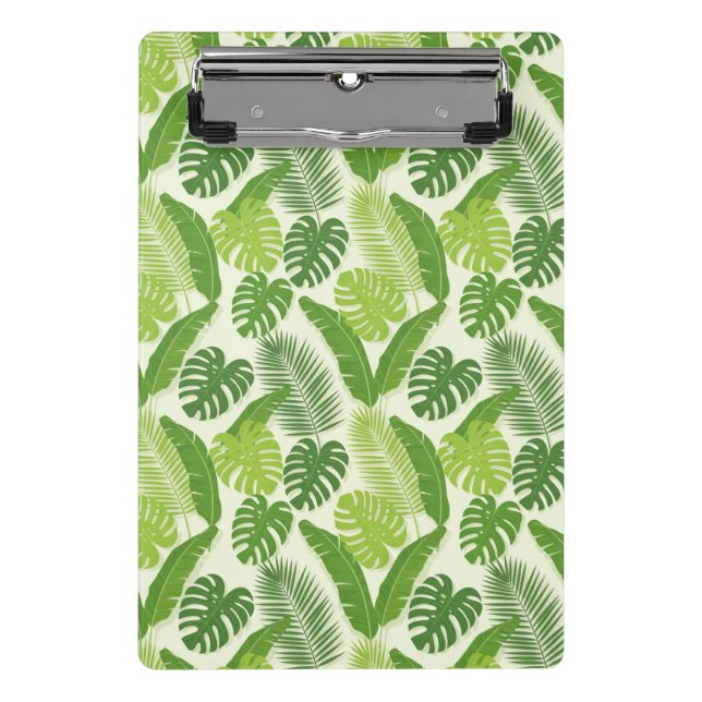 Tropical Leaves & Monstera Seamless Pattern Mini Clipboard (Front)