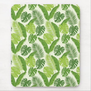 Tropical Leaves & Monstera Seamless Pattern Mouse Mat