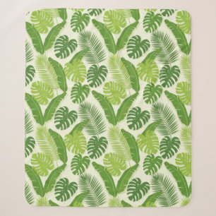 Tropical Leaves & Monstera Seamless Pattern Sherpa Blanket