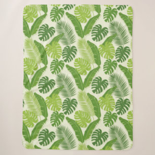 Tropical Leaves & Monstera Seamless Pattern Sherpa Blanket