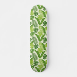 Tropical Leaves & Monstera Seamless Pattern Skateboard
