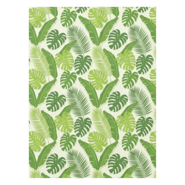 Tropical Leaves & Monstera Seamless Pattern Tablecloth (Front)
