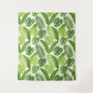 Tropical Leaves & Monstera Seamless Pattern Tapestry