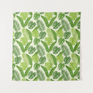 Tropical Leaves & Monstera Seamless Pattern Tapestry