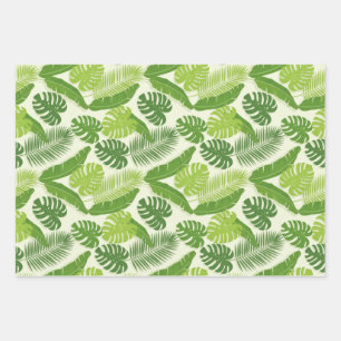 Tropical Leaves & Monstera Seamless Pattern Wrapping Paper Sheet