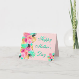 Tropical Leaves Mother's Day Pastel florals  Thank You Card
