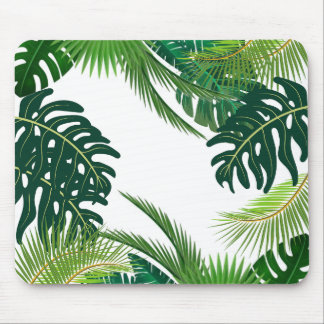 Tropical leaves mouse pad