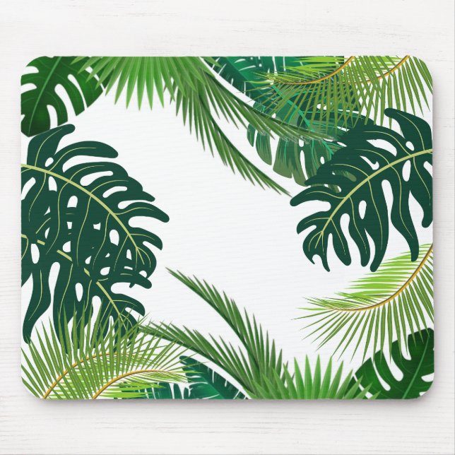 Tropical leaves mouse pad (Front)