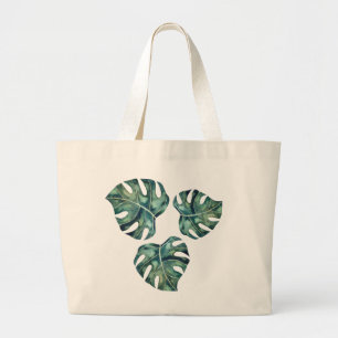 Tropical leaves nature summer modern elegant cute large tote bag