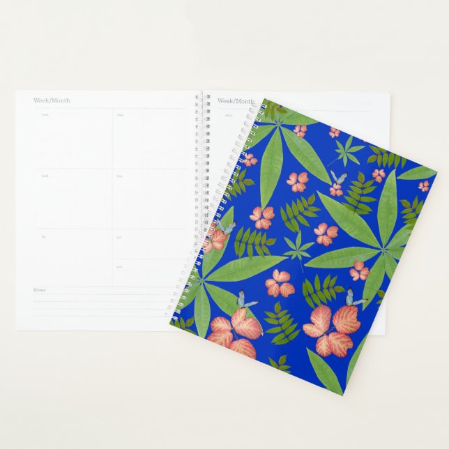 Tropical Leaves on Blue Planner (Display)