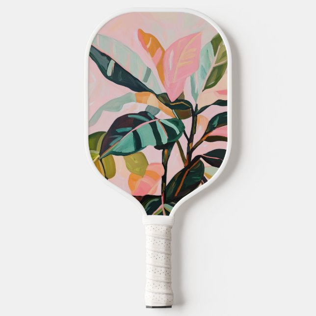 Tropical Leaves Palm Tree Colourful Botanical Pickleball Paddle (Front)