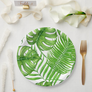 Tropical leaves paper plate