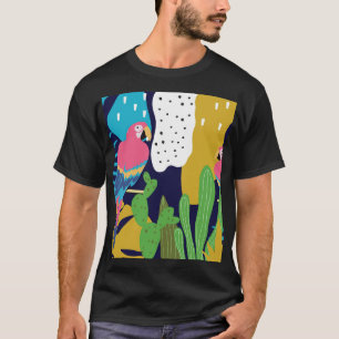 Tropical leaves, parrots: summer background. T-Shirt