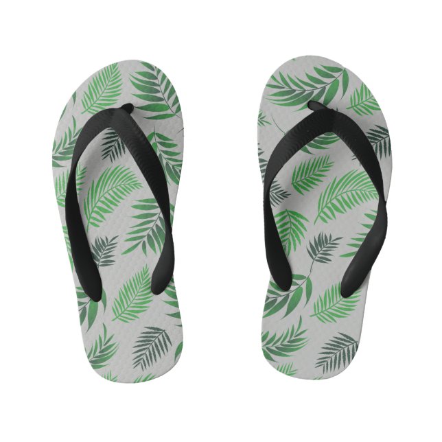 Tropical Leaves Pattern 11 Kid's Flip Flops (Footbed)