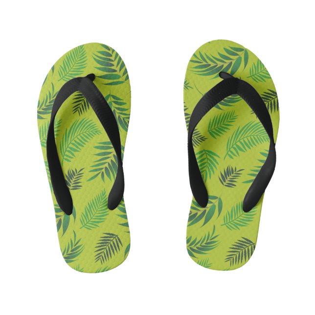 Tropical Leaves Pattern 12 Kid's Flip Flops (Footbed)