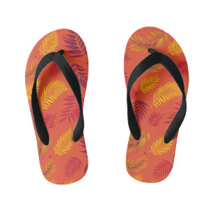 Tropical Leaves Pattern 18 Kid's Flip Flops