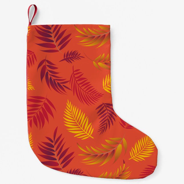 Tropical Leaves Pattern 18 Small Christmas Stocking (Front)