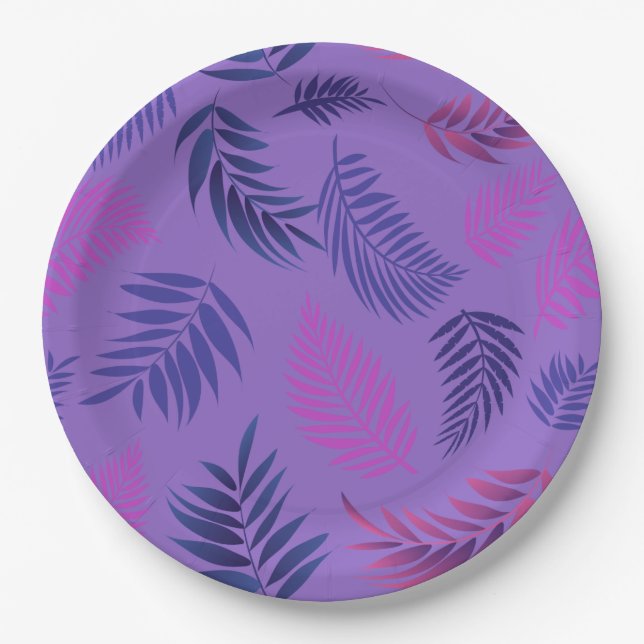 Tropical Leaves Pattern 19 Paper Plate (Front)