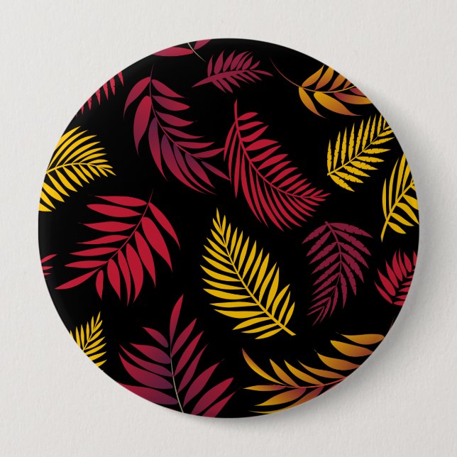 Tropical Leaves Pattern 21 10 Cm Round Badge (Front)
