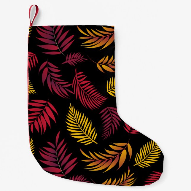 Tropical Leaves Pattern 21 Small Christmas Stocking (Front)