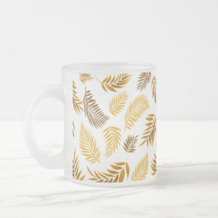 Tropical Leaves Pattern 22 Frosted Glass Coffee Mug