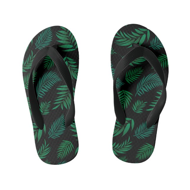 Tropical Leaves Pattern 2 Kid's Flip Flops (Footbed)