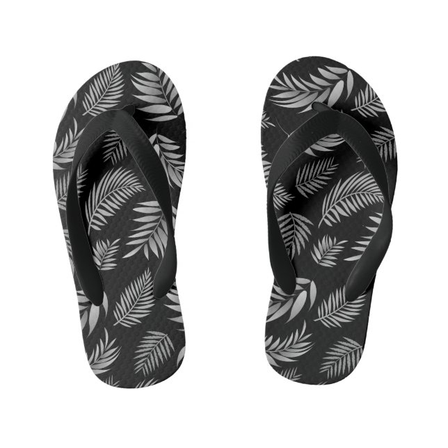 Tropical Leaves Pattern 4 Kid's Flip Flops (Footbed)