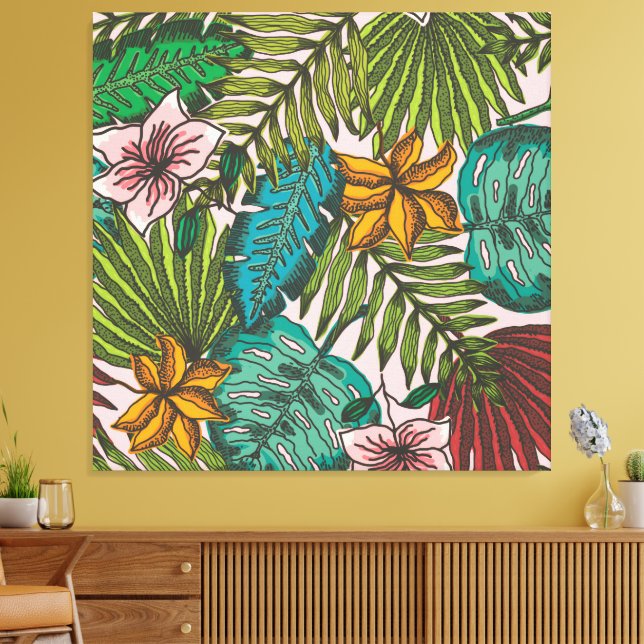 Tropical Leaves Pattern - Boho Floral Decor (Insitu(LivingRoom))