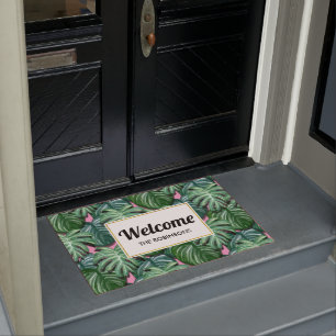 Tropical Leaves Pattern - Green Foliage Doormat