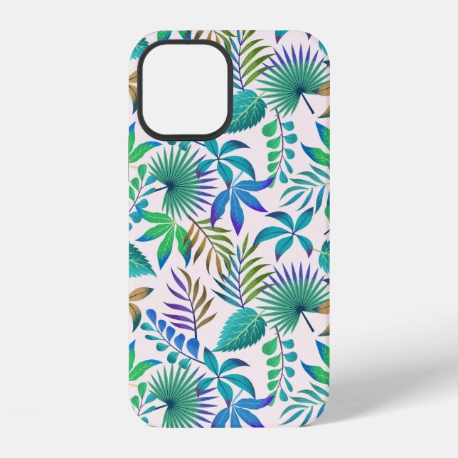 Tropical leaves pattern iPhone case (Back)